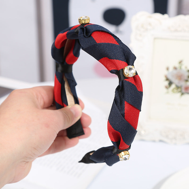 Wholesale Ribbon Inlaid Crystal Fabric Headband